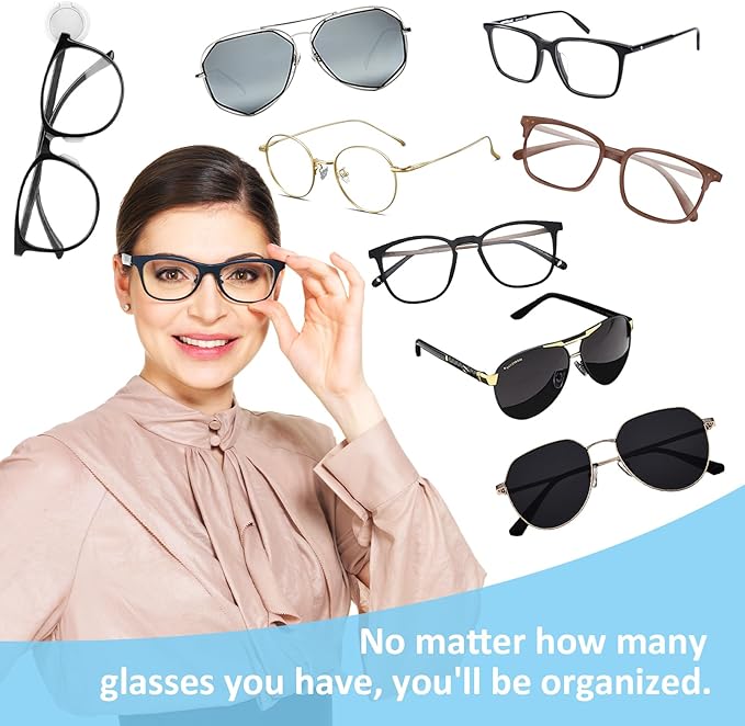 6pcs Adhesive Eyeglasses Holder,180°Folding design,Sunglasses Holder Wall,Eyeglass Holder for Protective Eyewear,Sunglasses Organizer Wall Desk Car Office Home Workshop