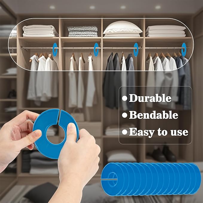 Sukh Closet Dividers 30pcs - Plastic Clothes Organizer Shelf Tags Labels for Clothing Rack Wardrobe Store Warehouse Nursery Must Haves Boutique Supplies Sturdy Durable Flexible No Burrs (Blue)