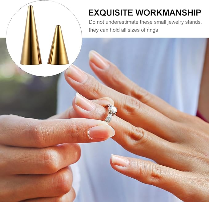 Zerodeko Jewelry Ring Holder Cone Stand 2pcs Set Large and Small Ring Display Rack for Home Jewelry Storage Organizer Accessory Display