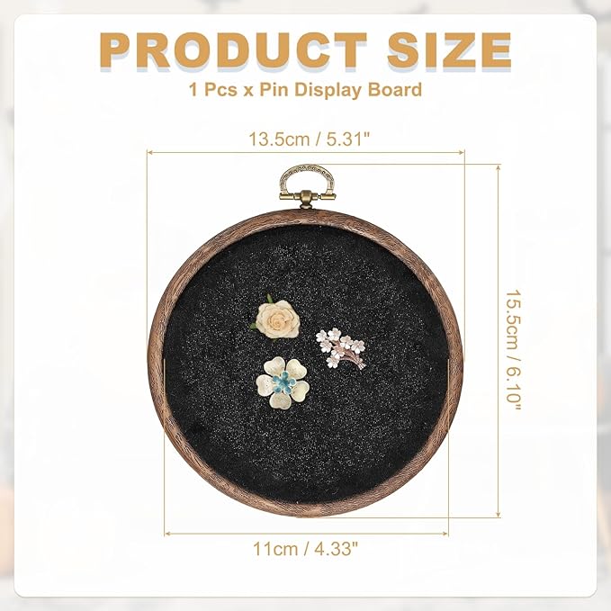 uxcell Round Pin Display Board, Velvet Wall Hanging Brooch Jewelry Display Stand Storage Holder for Enamel Pins Badges Brooches Jewelry, Black