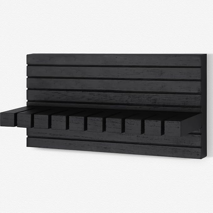 Belt Organizer for Closet, Belt Hanger Wall Mounts to Hold 9 Belts Without Slipping, Space Saving Belt Rack for Closet Organization Includes Mounting Hardware (11.8” x 5.5” x 2.5”) (Black)