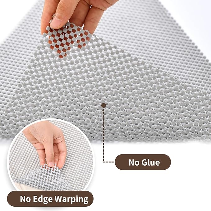 Drawer and Shelf Liner for Kitchen Cabinet: 17 in X 20 Ft Non Slip Waterproof Shelf Paper Non Adhesive Refrigerator Liners Light Gray Easy Liners for Bathroom