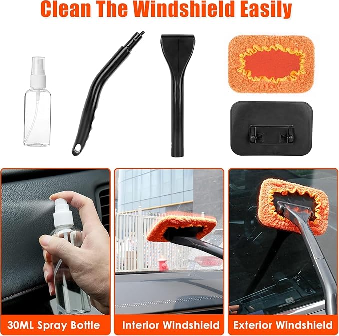 Viewsun Car Cleaning Kit, Orange 17pcs Car Interior Detailing Kit with High Power Handheld Vacuum, Detailing Brush Set, Windshield Cleaner, Cleaning Gel, Complete Auto Accessories for Women Men Teens