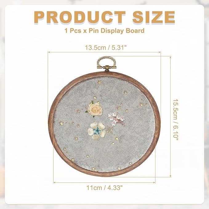 uxcell Round Pin Display Board, Velvet Wall Hanging Brooch Jewelry Display Stand Storage Holder for Enamel Pins Badges Brooches Jewelry, Star & Moon, Silver Gray