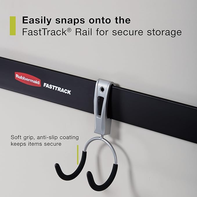 Rubbermaid FastTrack Compact Hook for Garage Organization, Soft Grip, Ideal For Cords/Ropes/Small Hoses/Camping Chairs