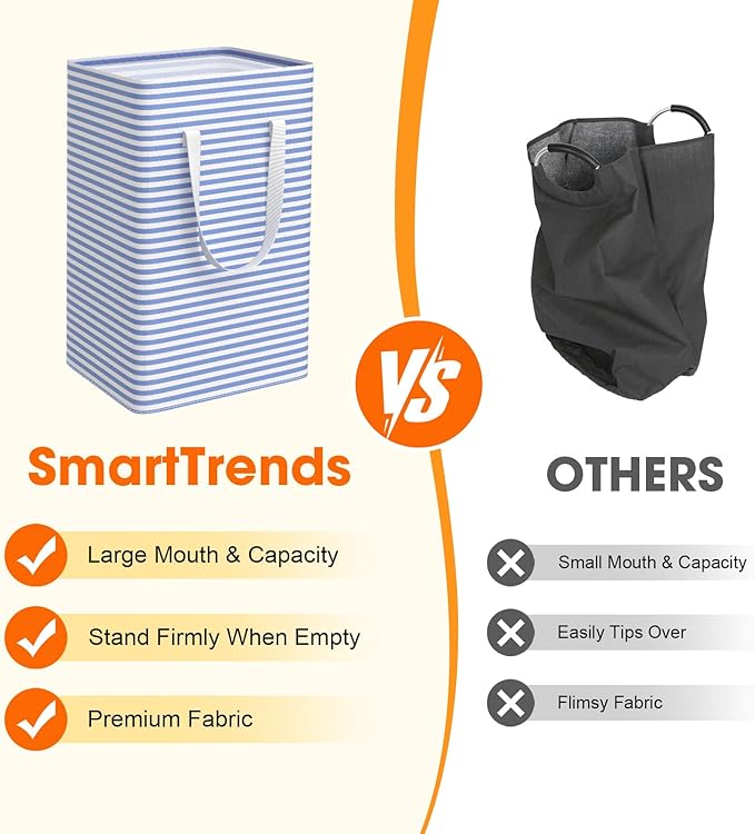 3 Pack Large Laundry Basket,Waterproof & Freestanding Laundry Hamper,Collapsible Clothes Hampers with Easy Carry Long & Reinforced Handles in Bathroom,College Dorm(75Lx3,Blue)