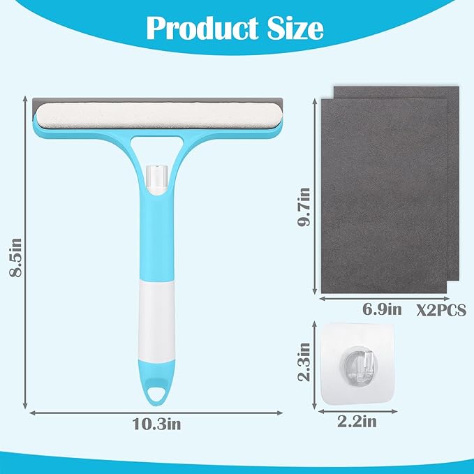 XANGNIER Window Cleaner Tool Kit,2025 3 in 1 Window Cleaning Scraper with Spray,Thickened Magic Cleaning Cloth,Window Scrubber Cleaning Squeegee for Glass,Mirror,Shower Doors,Car Windshields(Blue)