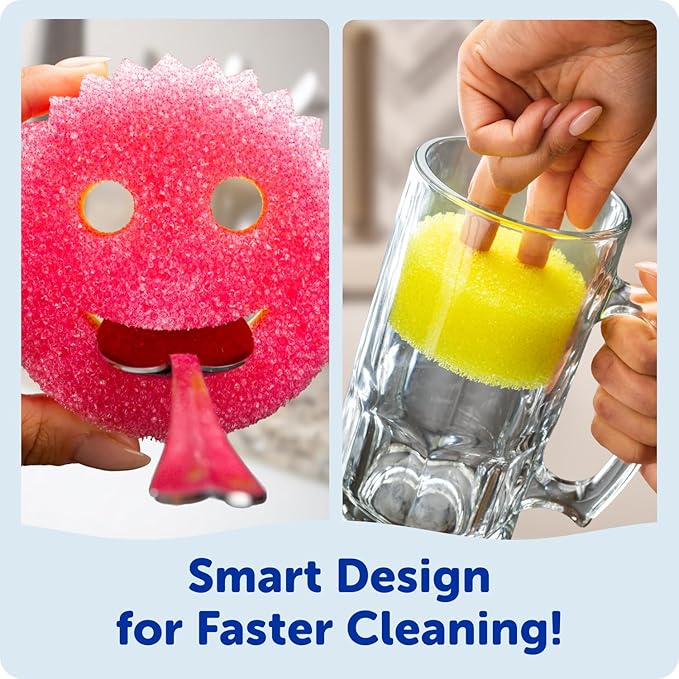 Scrub Daddy Scrub Mommy Sponges - Dish Scrubber + Non-Scratch Cleaning Sponges Kitchen, Bathroom + Multi-Surface Safe - Dual-Sided Dish Sponges for Scrubbing - Online Exclusive (3 Count)