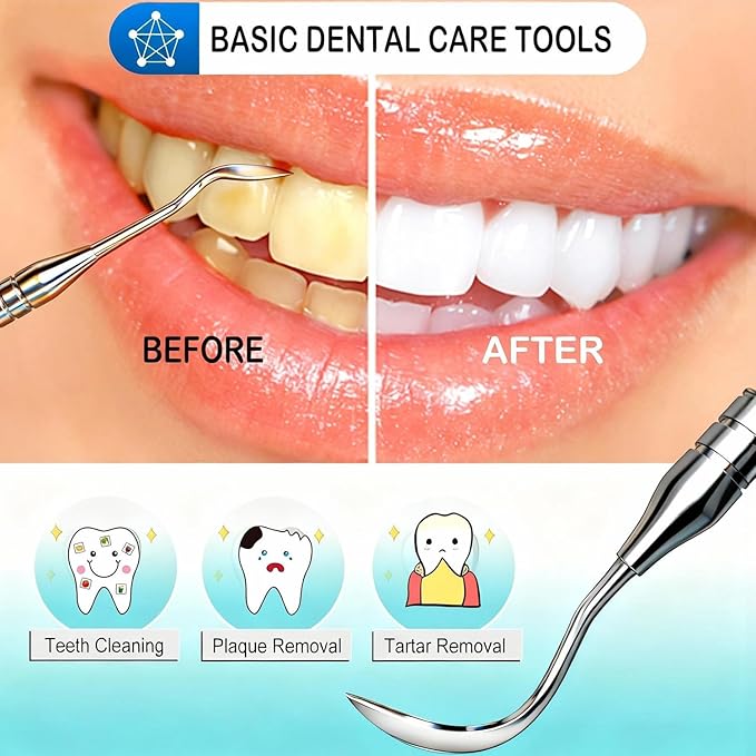 Dental Tools, Dental Pick for Teeth Cleaning, Stainless Steel Hygiene Kit with Tooth Scraper Plaque Tartar Remover - with Case