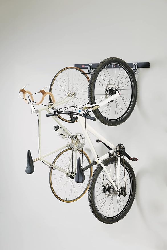 Rubbermaid FastTrack Garage Storage Bike Storage Kit, 3 Piece, All in One Rail Hook Kit Organizer, Heavy Duty Organization for Home/Garage/Wall/Shed