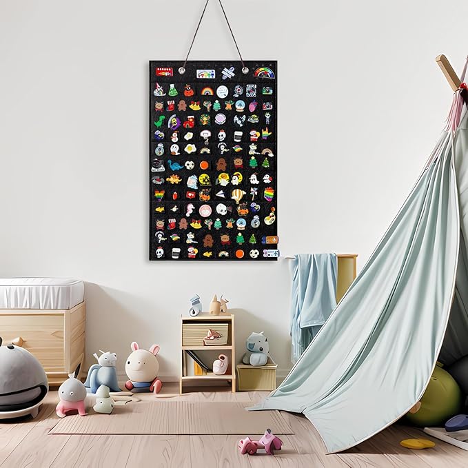 Collector Pin Board,Pin Collections Storage Holder,Enamel Pin Hanging Display Board,Pin Board For Pins Collection,Pin Holder Display For Wall,Enamel Pin Organizer Display Case(96 Slots,Black+Black)