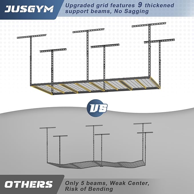 3X6FT Overhead Garage Storage Rack, 26"-40" Height Adjustable Garage Ceiling Storage Racks, Heavy Duty Metal Overhead Storage Organizer System, 450LBS Weight Capacity
