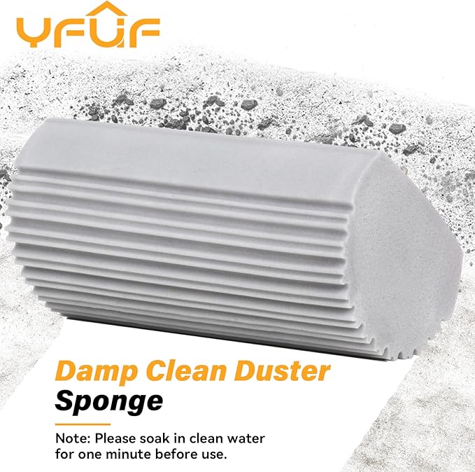 2-Pack Damp Duster Sponge for clean, Magic Sponge Eraser Baseboard Cleaner Tool, Dusters for Cleaning Blinds, Glass, Vents, Railings, Mirrors,Window Track Grooves and Faucets