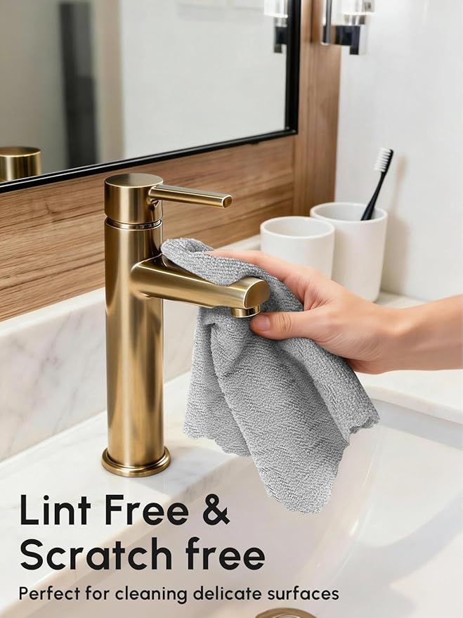 Microfiber Cleaning Cloths Roll, 75 Pack Tear Away Microfiber Towels Roll, 12" x 13" Lint Free Rags, Reusable Cleaning Cloths, Washable, Scratch Free,Ultra Absorbent Dish Rags(Grey Ripple)