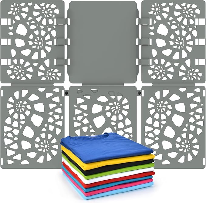 BoxLegend Shirt Folder Board V2 - Durable Plastic Clothes Folding Board Tshirt Organizer T-shirt Folder - Easy and Fast Folding for Adults and Kids - Grey