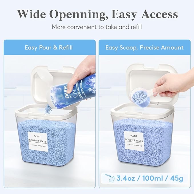 Lifewit Laundry Pods Container with Pop-up Lid, Detergent Dispenser, Dryer Sheet Holder, Laundry Room Organization Storage Jars for Washing Powder, Soap, Scent Booster Beads,0.5+0.72+1.2gal, 3 Pcs
