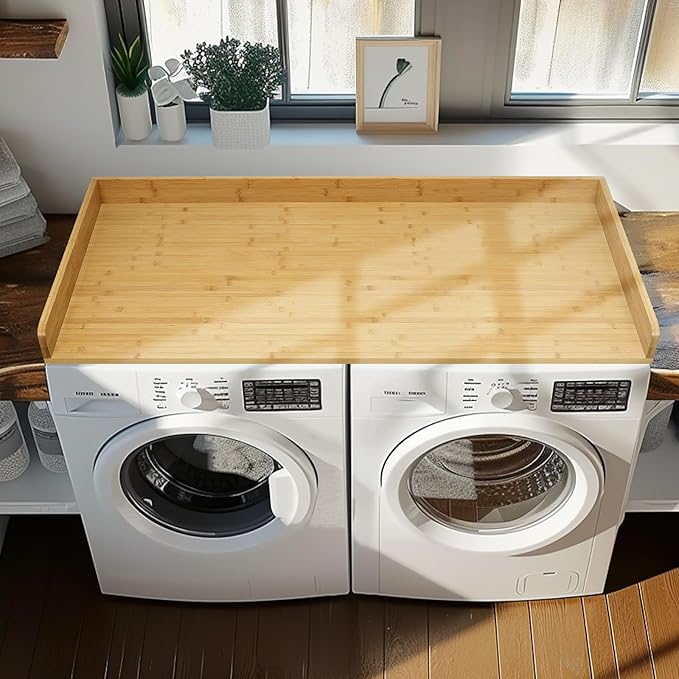 Washer Dryer Countertop, 27.5" x 54" Bamboo Washer and Dryer Countertop for Laundry Room Organization(Natural)