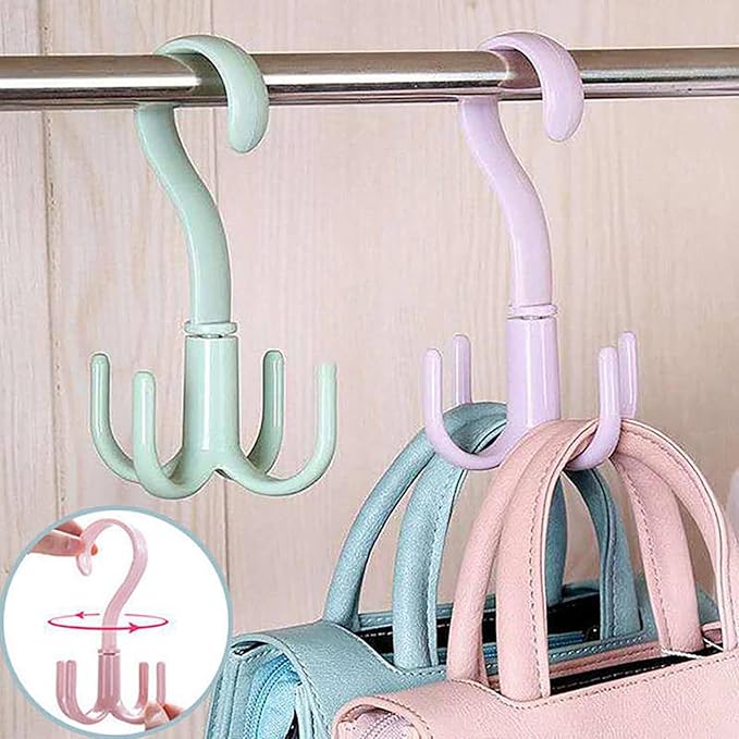 Rotatable 4 Claw Hanger, 8 Pcs Thickened Strong Load Storage Hook for Bra Tank Top Scarf Hat in Closet Organizer