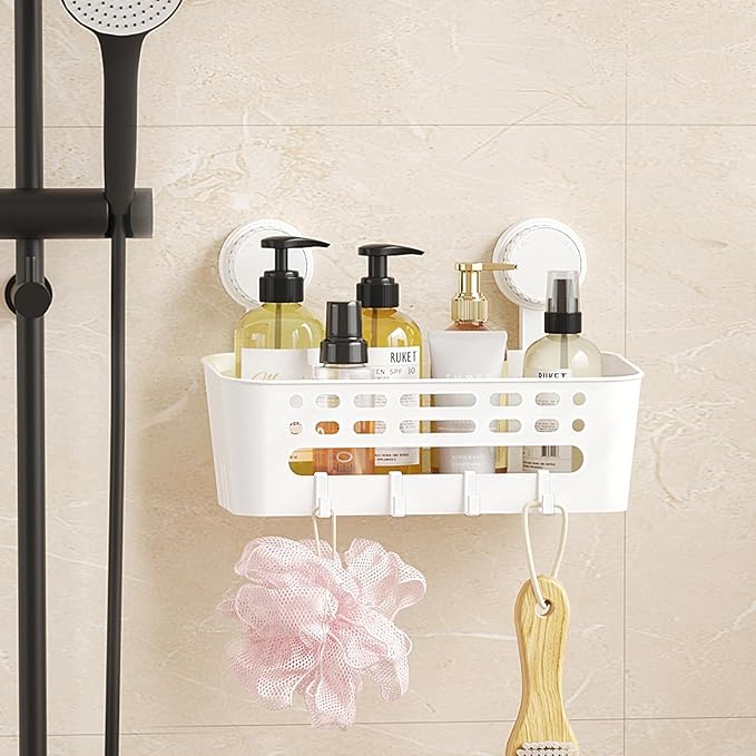 Lifewit Shower Caddy Suction Cup, NO-Drilling Bathroom Organizers and Storage Rack for Inside Shower, Plastic Removable Shower Shelves for Shampoo Strong Vacuum Suction, 26 cm/10 inch Long, 3 Pack