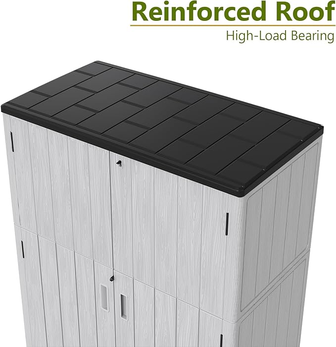 ZZM 57 Cu.ft Outdoor Storage Cabinet with One Tool Kit, Horizontal Storage Shed for Garage, Bike, Garbage Cans, Garden Accessories