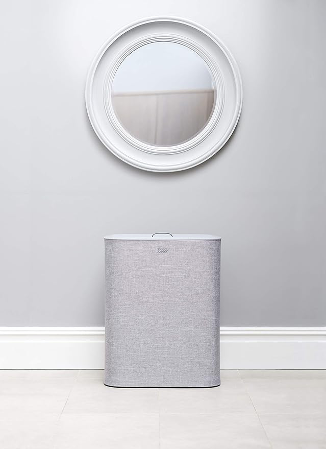 Joseph Joseph Tota 90 liter/23.8 gallon Laundry Hamper Separation Basket with lid, 2 Removable Washing Bags with Handles - Gray