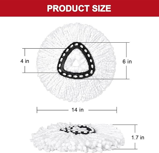 7 Pack Mop Heads Replacement for O-Ceda Easy Wrin Spin Mop, Microfiber Spin Mop Refills, Easy Cleaning Mop Head Replacement (7pcs 1-Tank Mop White)