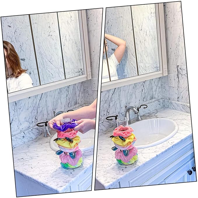 2Pcs Hair Tie Storage Racks Durable Acrylic Hair Ring Organizers for Accessories Display for Bedroom Vanity Bathroom Counter Keeps Hairbands Tangle