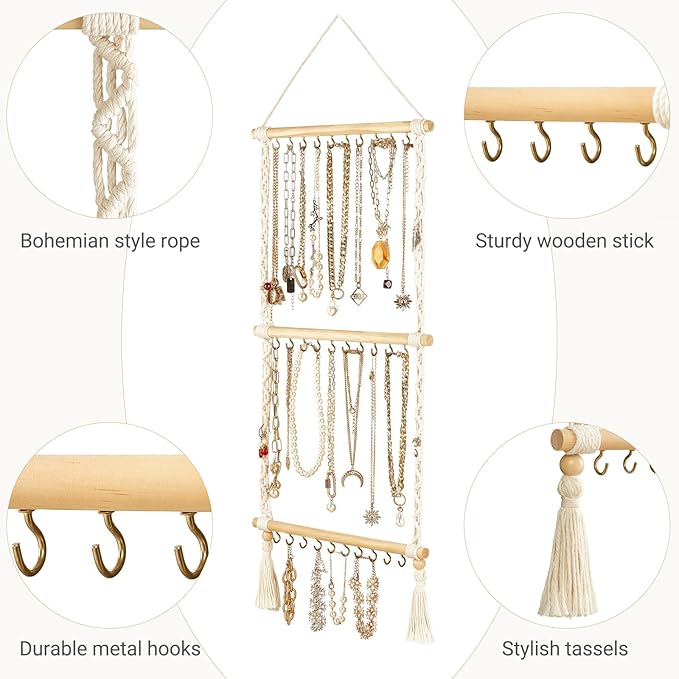 Dahey Hanging Jewelry Organizer and Scrunchie Holder Hair Tie Organizer Stand Hair Accessories Organizer Storage Display Jewelry Scrunchy Holder for Girls