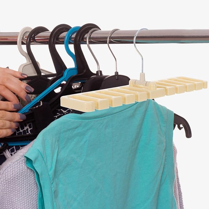 Zerodeko 2pcs Belt and Scarf Hanger Rack Organizer with Multiple Compartments, Portable Plastic Purse and Hat Holder for Closet Wardrobe Storage, Space-Saving Accessory Organizer for Home