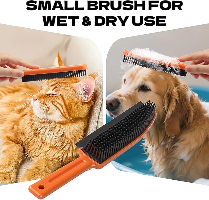FUNNSOO Rubber Broom with Squeegee for Pet Hair Removal, 52" Adjustable Carpet Rake, Reusable Floor & Carpet Cleaning Tool, Includes Microfiber Cloth and Pet Hair Comb