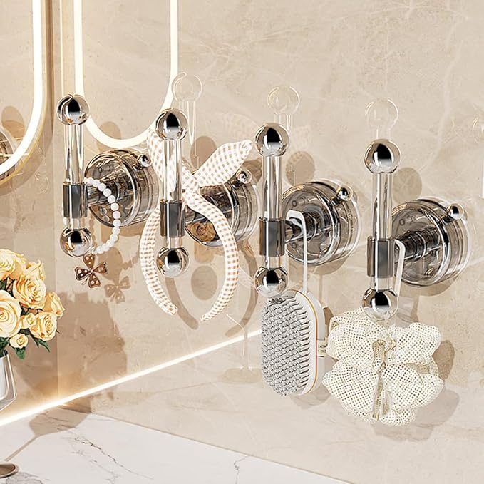 Adjustable Suction Cup Scrunchie Holder, Suction Cup Hair Accessories Organizer Waterproof Scrunchy Storage Stick Hair Ties Holder for Hair Ties Headband Jewelry, 2 Pack (Transparent, L)