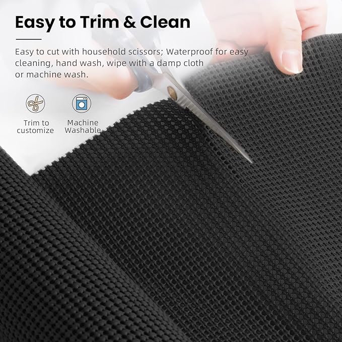 BAGAIL Drawer and Shelf Liner, 24 in X 30 Ft Non-Adhesive Shelf Liners for Kitchen Cabinets, Thick Strong Grip Liners for Desk, Shelves, Bathroom Drawers, Cabinet Protection - Black