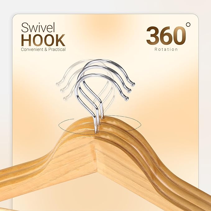 Utopia Home Premium Wooden Hangers 80 Pack - Durable & Slim Coat Hanger - Suit Hanger with 360-Degree Rotatable Hook - Wood Hangers with Shoulder Grooves (Natural Color)