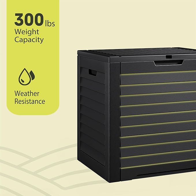 YITAHOME 35 Gallon Outdoor Storage Box, Waterproof Resin Deck Box and Package Delivery with Lockable Lid for Patio Furniture Cushions, Pool Accessories, Garden Tools, Black