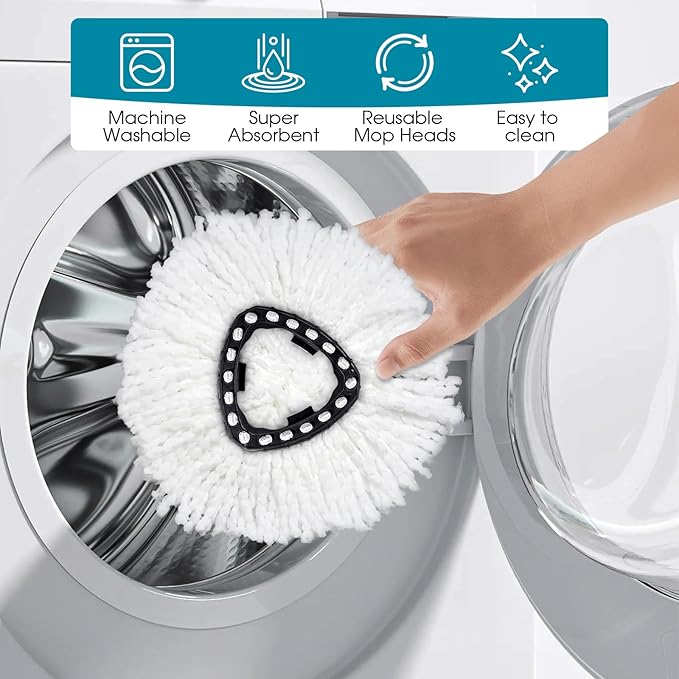 6 Pack Mop Head Replacement Compatible with Oceda Triangle Swivel Mops,Spin Mop Replacement Head 100% Microfiber,Deep Cleaning,EPSUNORISE Replacement Heads Compatible with O Ceda Mop(White)