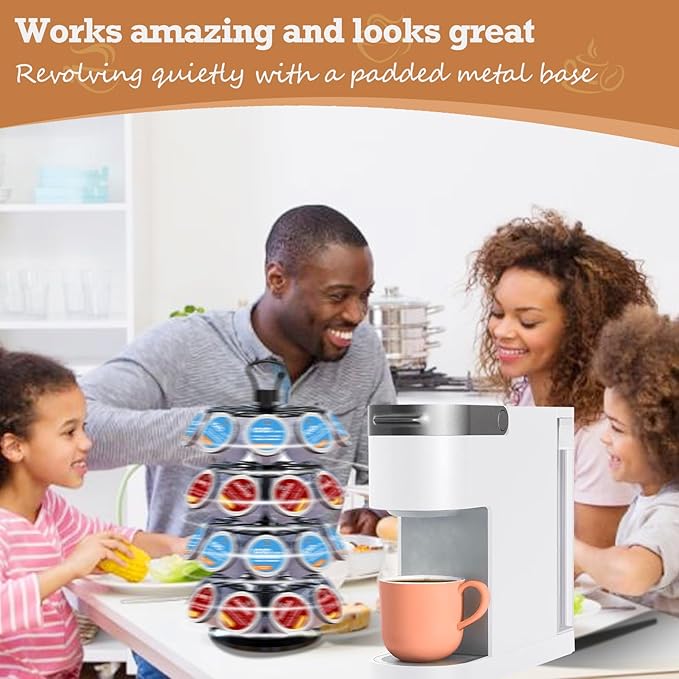 36 K Cup Pod Carousel Easy Assembly Design K Cup Holders,K Cup Holder, K Cups Holder,K Cup Carousel, 4-Tier Coffee Pods Holder Storage Organizer Stand,Glossy Black