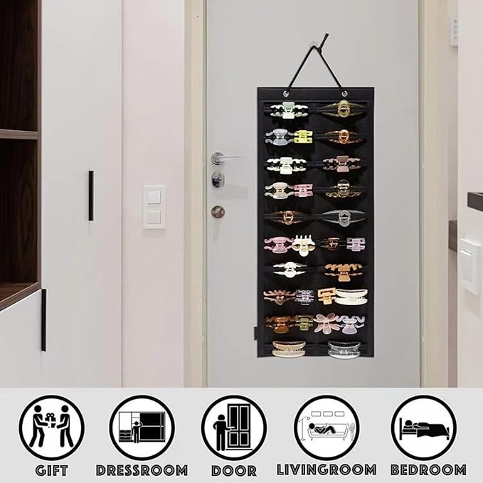Hanging Claw Clip Organizer for Women Large Capacity Hair Bows Holder Hair Accessories Storage for Sunglasses, Hair Clips, Jewelry, Headbands, Claw Clips Organizer