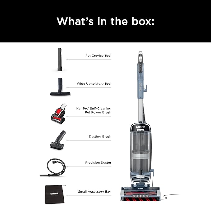 Shark Performance Powered Lift-Away Upright Vacuum, Ultra-Powerful Suction, No Hair Wrap, LED Headlights, Pet Hair Pickup, Carpets & Hardfloors, Odor Neutralizer Technology, Nordic Blue, UV2500