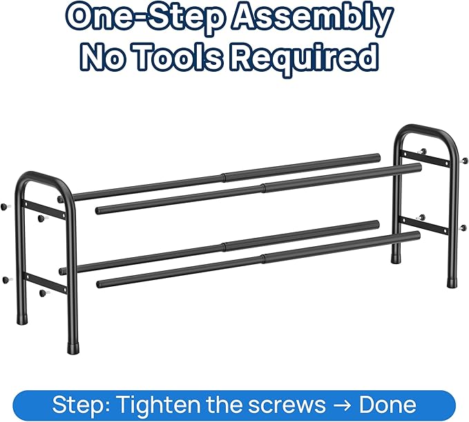 ENJOYBASICS Expandable Shoe Rack, 2 Tier Adjustable Shoe Organizer Shelf for Closet, Black Metal Free Standing Shoe Rack Storage for Small Space, Entryway