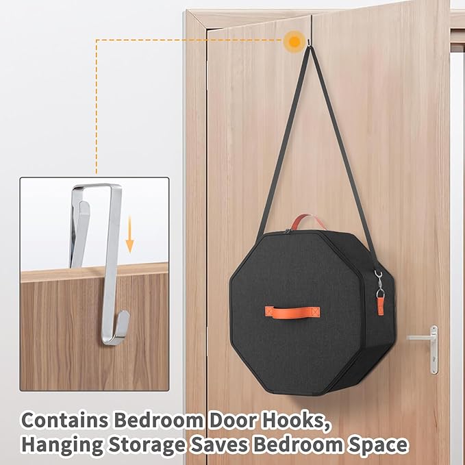 Hat Storage Box for Women & Men, Hardboard Support Hat Boxes with 1 Door Hook Hat Organizer, Cowboy Hat Box for Travel, Hat Bag Hat Case (Black)