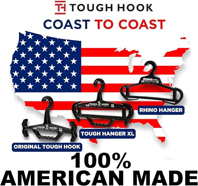 Tough Hook Original Heavy Duty Hangers – The Superhero of Hangers USA-Made, Anti-Slip ABS Resin Tactical Hanger for Police Gear, Scuba Gear & Dive BCD – DuraResin 200-lb Cap Wetsuit Hanger, 1 Red