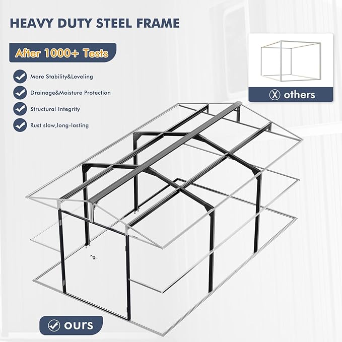 10x16 FT Metal Outdoor Storage Shed,Unique Clear Roof Window Lockable Double Door Air Vent Heavy Duty Reinforced Frame Waterproof Sheds for Garden Yard Large Lawnmower Tool,Dark Grey