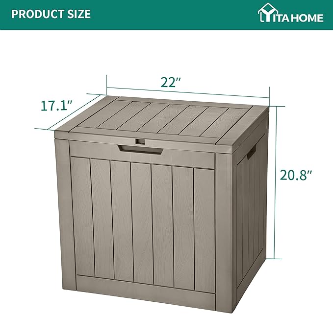 YITAHOME 30 Gallon Deck Box Outdoor Storage Box, Waterproof Resin Package Delivery and Storage Box with Lockable Lid for Patio Furniture Cushions, Pool Accessories, Garden Tools, Brown