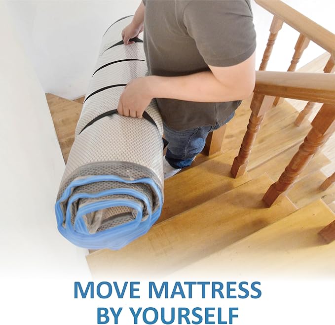 Storage Logic Twin/Twin-XL Foam Mattress Vacuum Bag with Blue Zipper, Vacuum Seal Mattress Bag, Straps Included