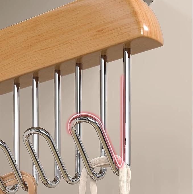 Belt Hanger 4Pcs Belt Hanger with 32 Hooks Bra Hangers for Closet,Space-Saving Wooden Closet Hanger Organizer for Ties, Scarves, Bras,Tank, Tops (White)