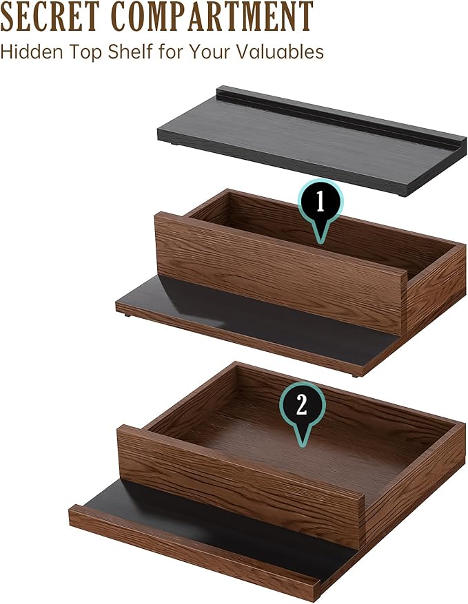 NiHome Handcrafted 3 Tier Wooden Cologne Organizer for Men, Mens Cologne Perfume Stand Organizer Solid Wood W/Hidden Compartments, Multi-Level Storage for Modern Gentleman's Accessory Organization