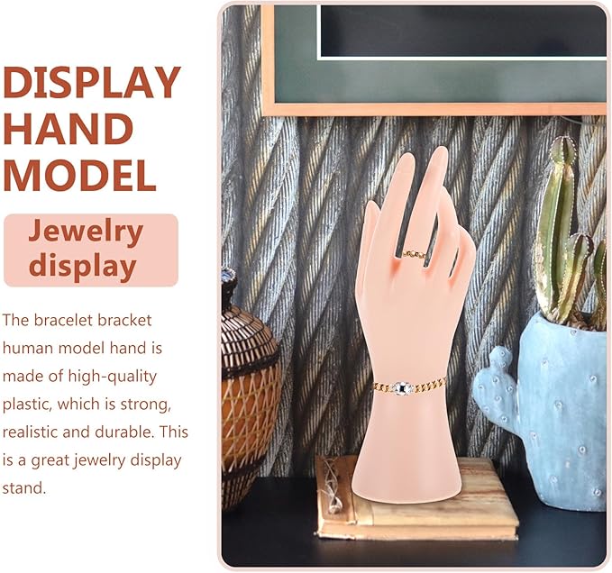 Hand Model Display Stand for Jewelry Collection Decorative Bracelet and Ring Storage Holder Skin Tone Mannequin Hand Stable Tabletop Organizer for Accessories