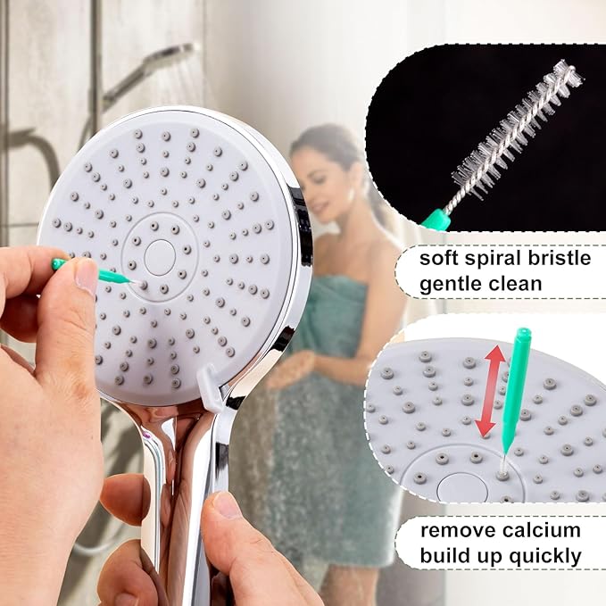 15pcs Shower Head Cleaning Brushes, Picks, Small Hole Gap Showerhead Cleaner Picks, Anti Clogging Green Shower Nozzle Household Tool for Bathroom Crevice