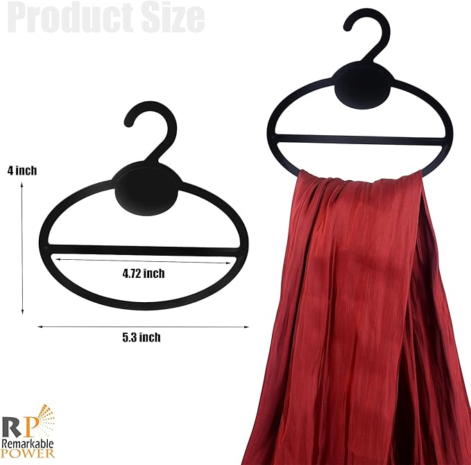 RP Remarkable Power, 50 Pack Black Scarf Hanger Plastic Scarf Holders Scarves Ties Organizers for Headscarves Clothing Sorting Storing