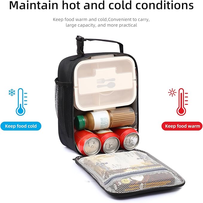 Lunch box Lunch bag for men women Insulated Lunchbox Lunch bags for Work Picnic Travel (Thicken grey)